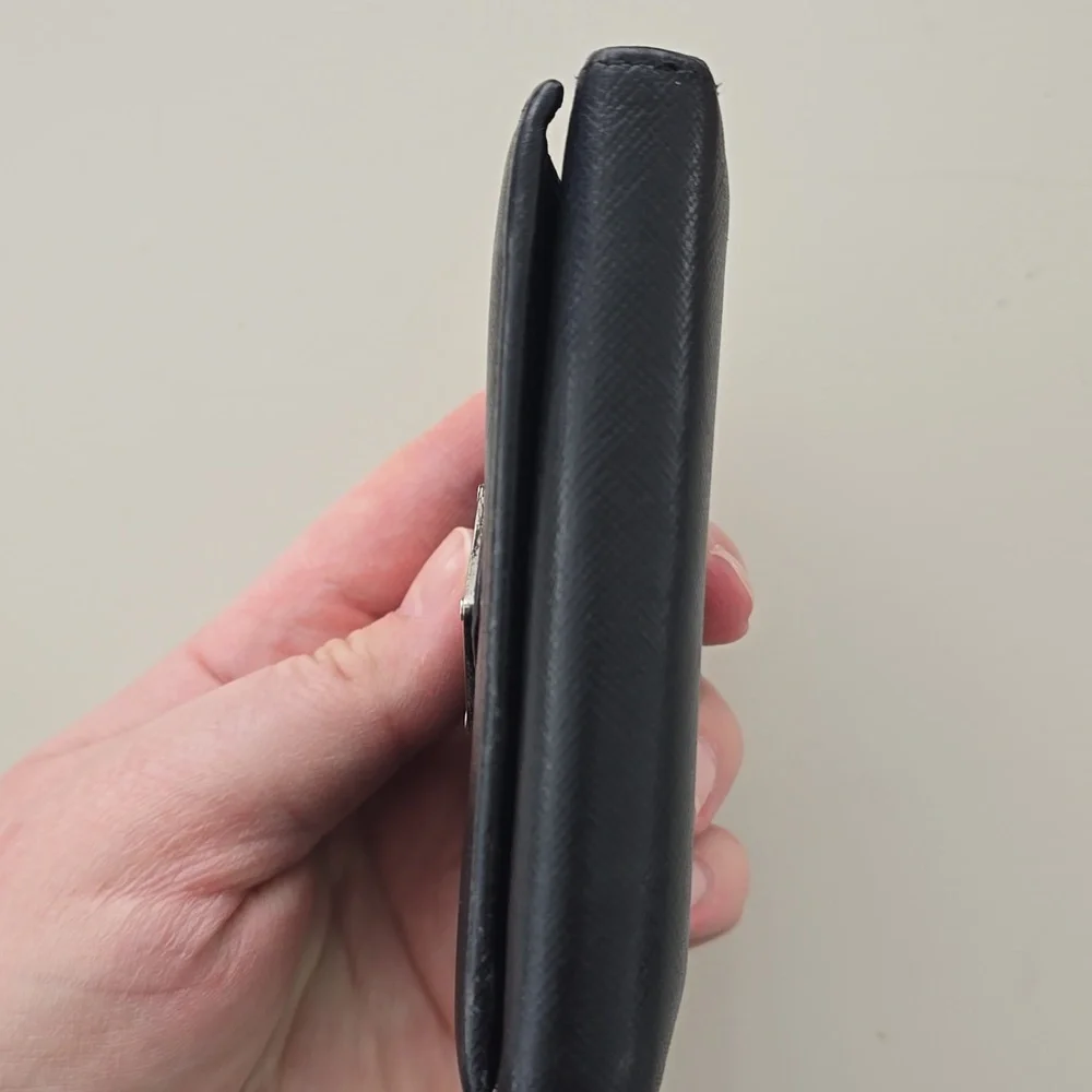 Prada Black Saffiano Leather Trifold Compact Wallet Men